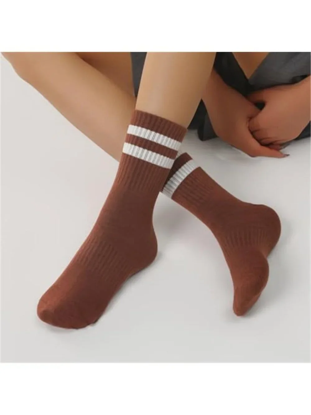 6Pairs Crew Socks for Women Cotton Striped Socks